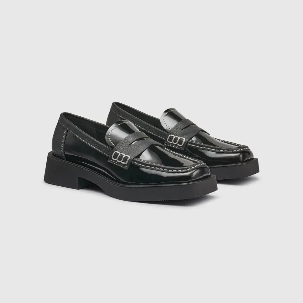 NEW G.H. Bass Bowery Square Toe Patent Leather Penny Loafers EU 39 US 8